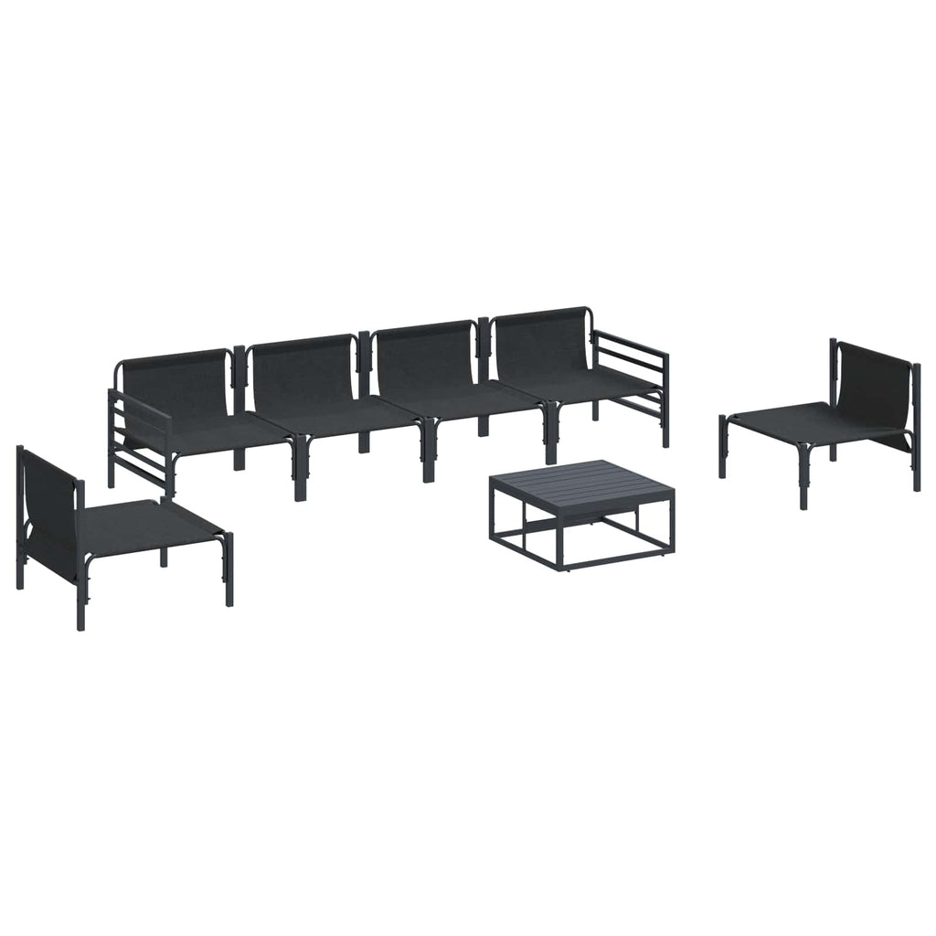 vidaXL Zestaw Sof na Ogród z poduszką 7 pcs Czarny Stal