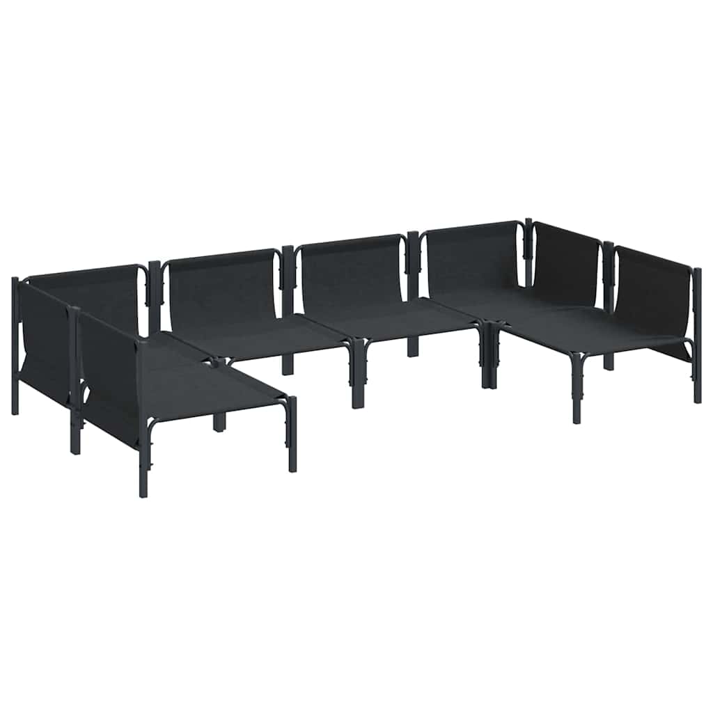 vidaXL Zestaw Sof na Ogród z poduszką 6 pcs Czarny Stal