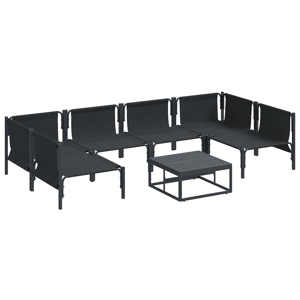 vidaXL Zestaw Sof na Ogród z poduszką 7 pcs Czarny Stal