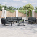 vidaXL Zestaw Sof na Ogród z poduszką 7 pcs Czarny Stal