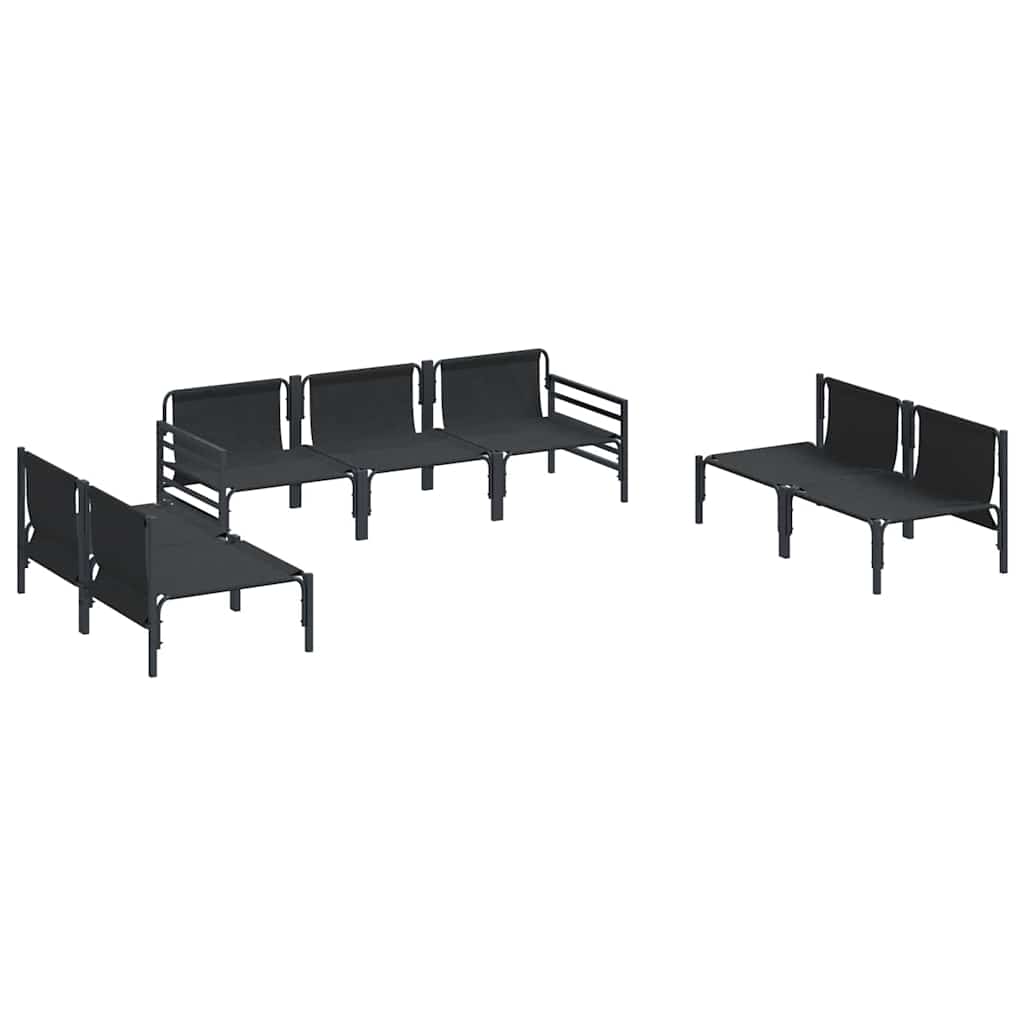 vidaXL Zestaw Sof na Ogród z poduszką 7 pcs Czarny Stal