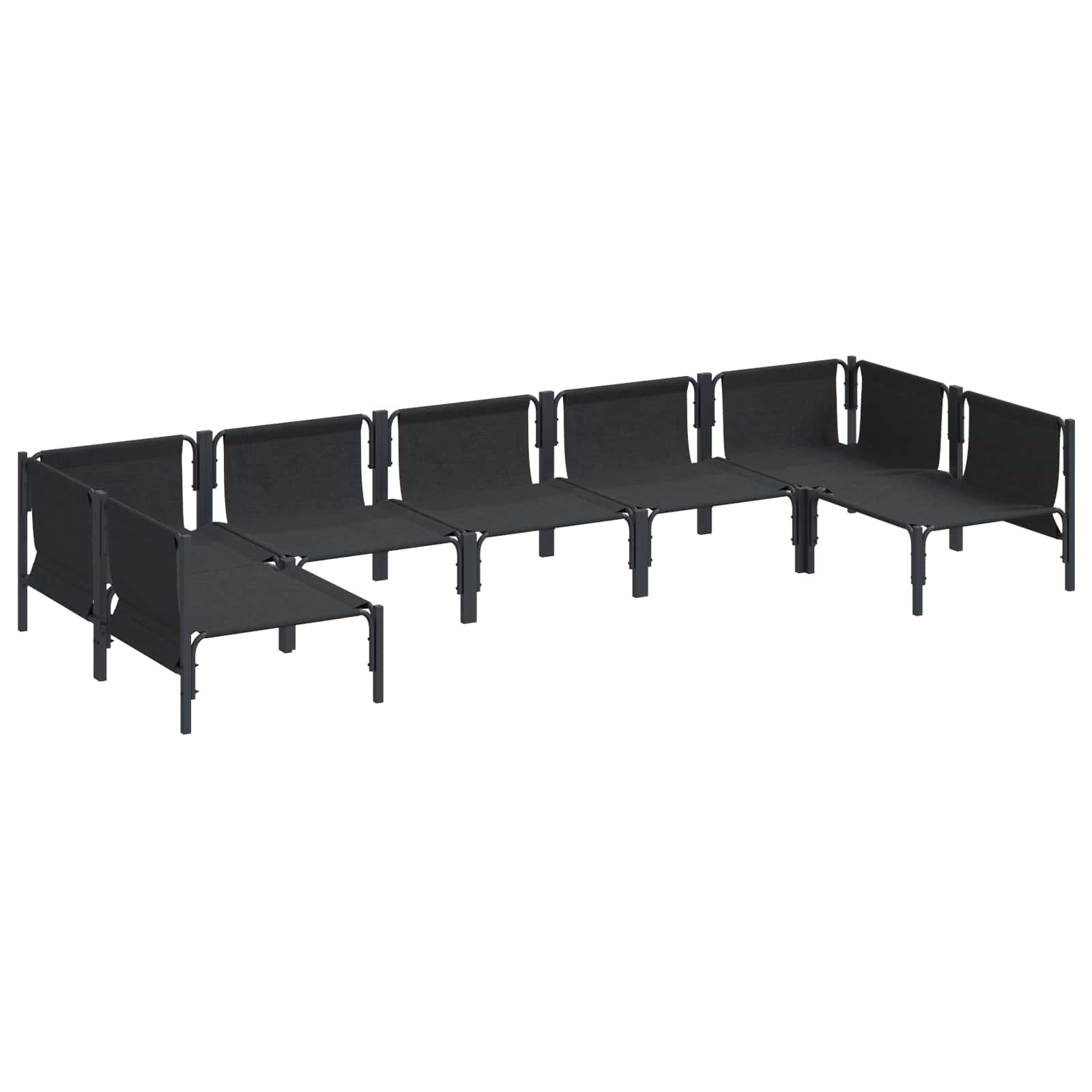 vidaXL Zestaw Sof na Ogród z poduszką 7 pcs Czarny Stal