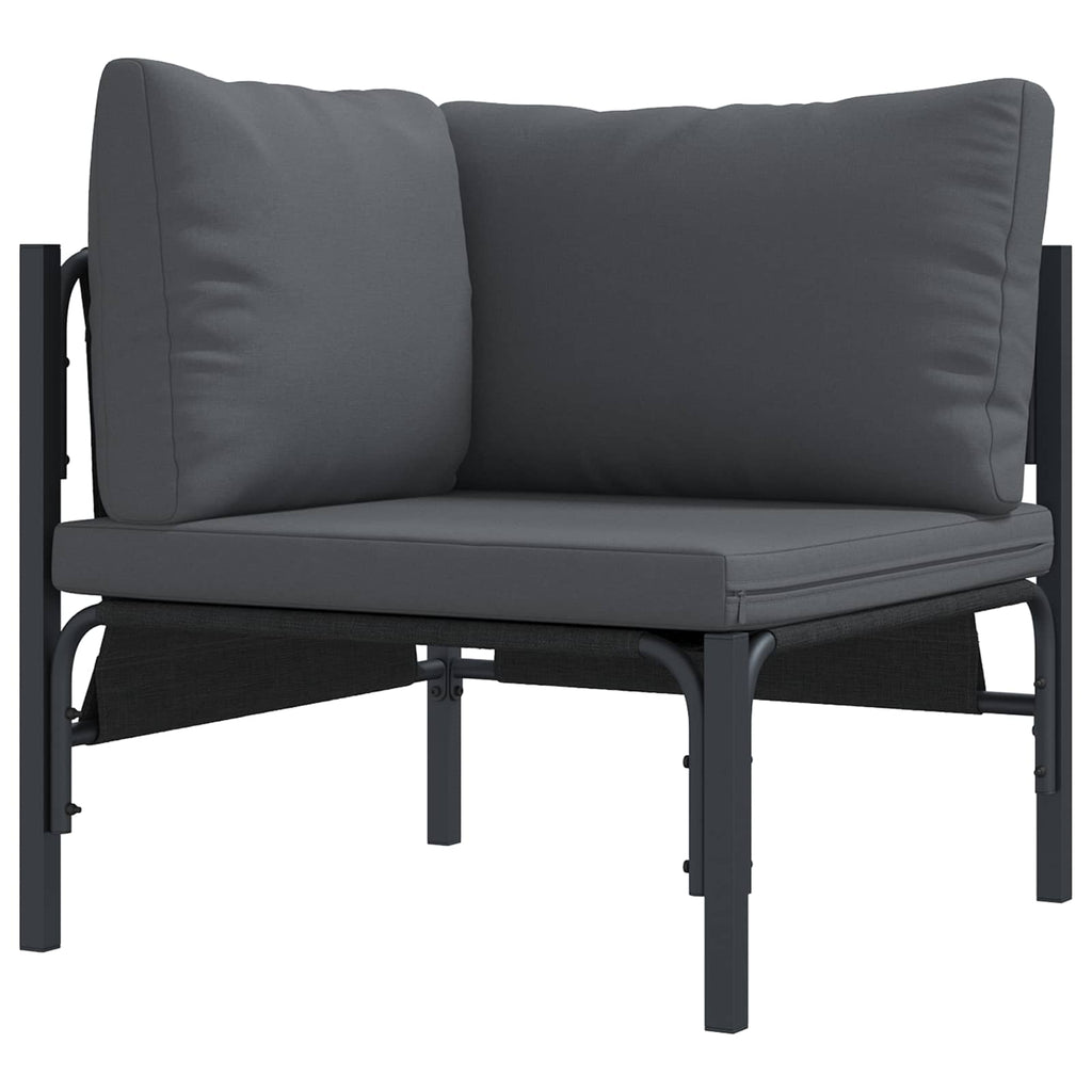 vidaXL Zestaw Sof na Ogród z poduszką 7 pcs Czarny Stal