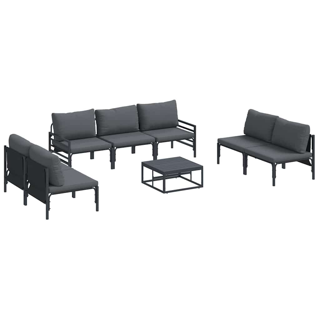 vidaXL Zestaw Sof na Ogród z poduszką 8 pcs Czarny Stal