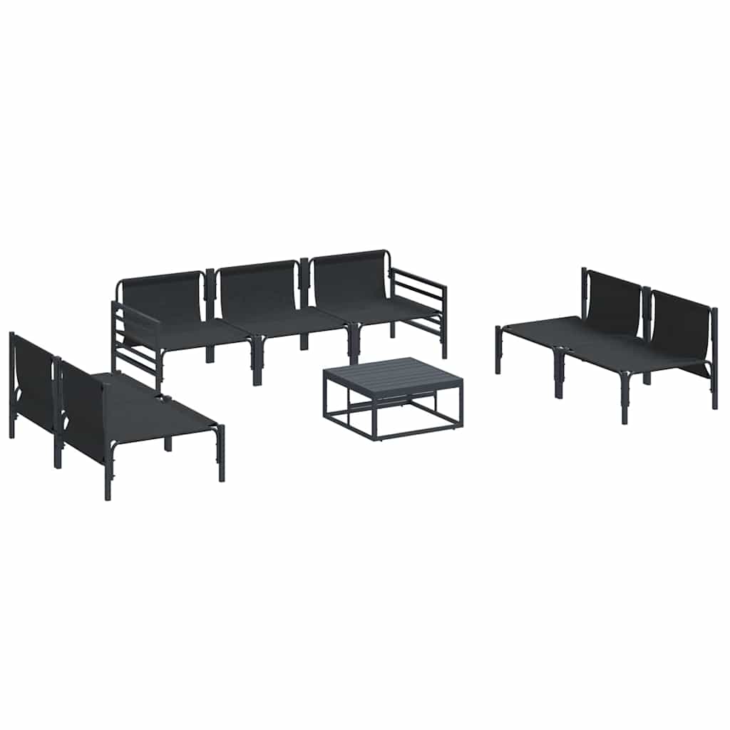 vidaXL Zestaw Sof na Ogród z poduszką 8 pcs Czarny Stal