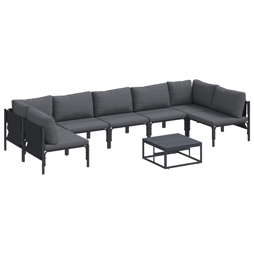 vidaXL Zestaw Sof na Ogród z poduszką 8 pcs Czarny Stal