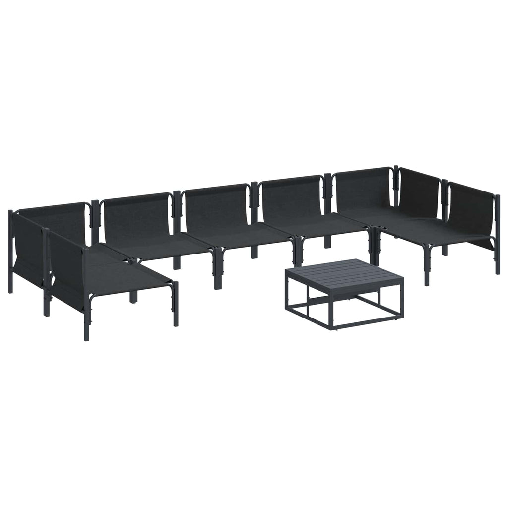 vidaXL Zestaw Sof na Ogród z poduszką 8 pcs Czarny Stal