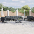 vidaXL Zestaw Sof na Ogród z poduszką 8 pcs Czarny Stal