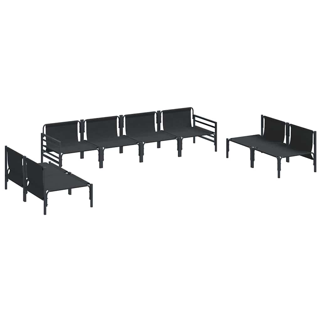vidaXL Zestaw Sof na Ogród z poduszką 8 pcs Czarny Stal