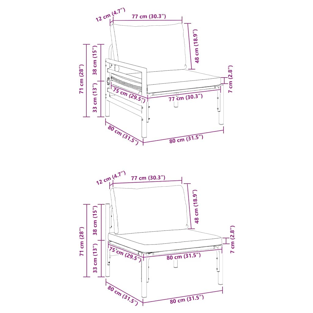 vidaXL Zestaw Sof na Ogród z poduszką 8 pcs Czarny Stal