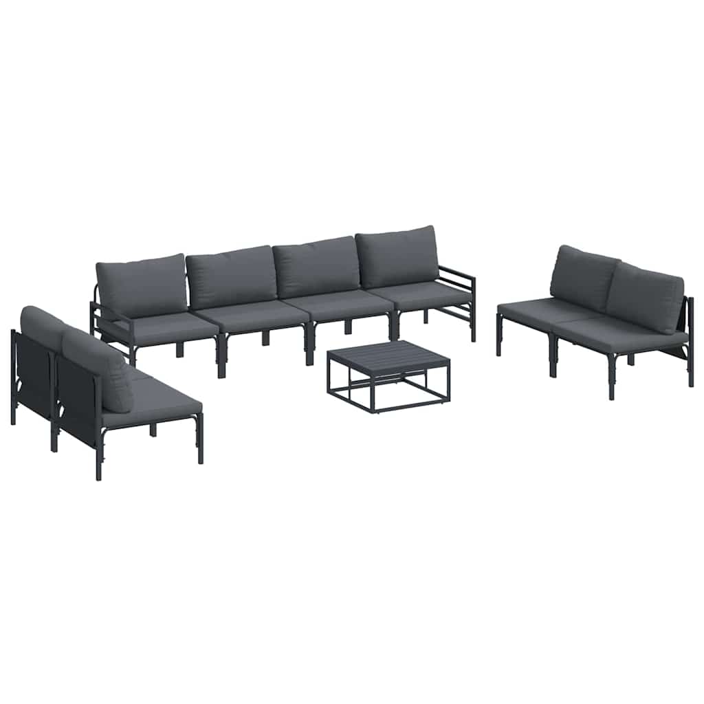vidaXL Zestaw Sof na Ogród z poduszką 9 pcs Czarny Stal