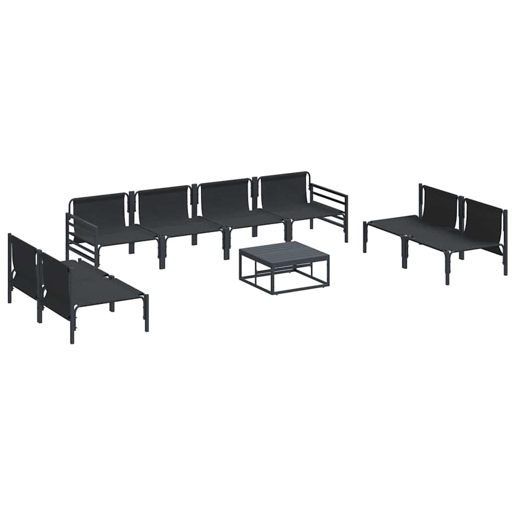 vidaXL Zestaw Sof na Ogród z poduszką 9 pcs Czarny Stal