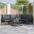 vidaXL Zestaw Sof na Ogród z poduszką 4 pcs Czarny Stal