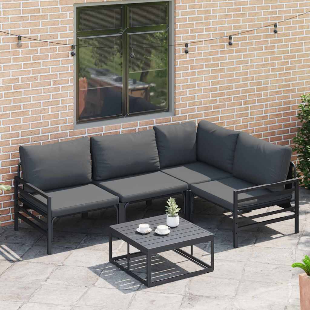 vidaXL Zestaw Sof na Ogród z poduszką 4 pcs Czarny Stal