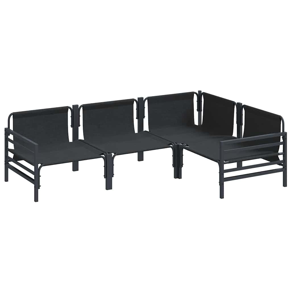 vidaXL Zestaw Sof na Ogród z poduszką 4 pcs Czarny Stal