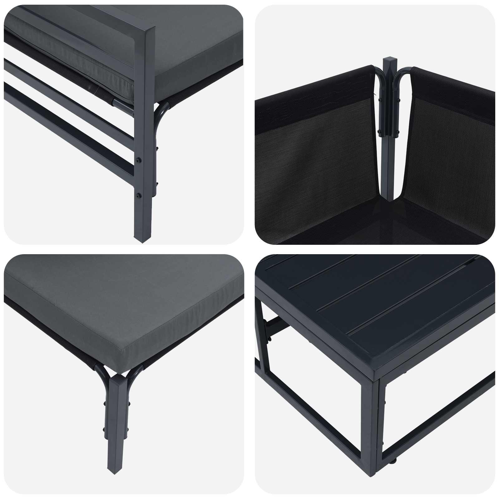 vidaXL Zestaw Sof na Ogród z poduszką 6 pcs Czarny Stal