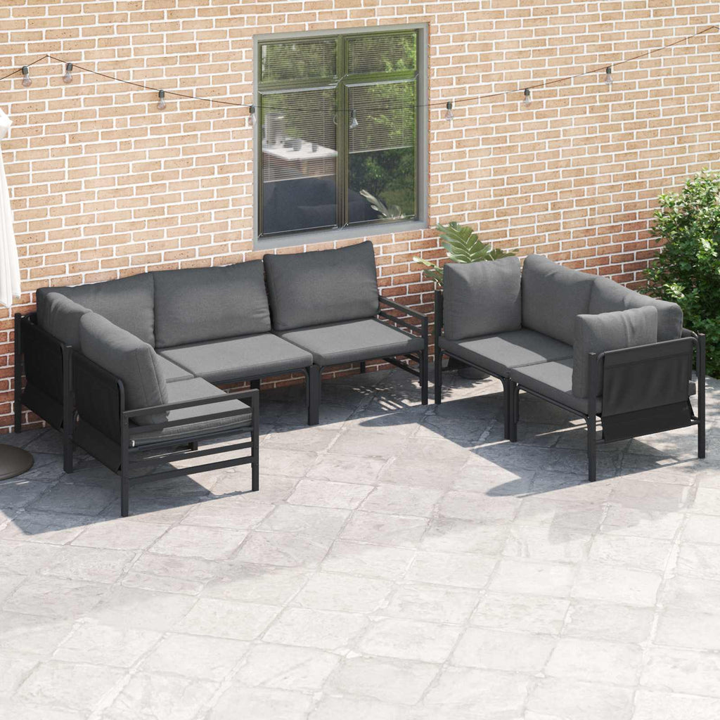 vidaXL Zestaw Sof na Ogród z poduszką 6 pcs Czarny Stal