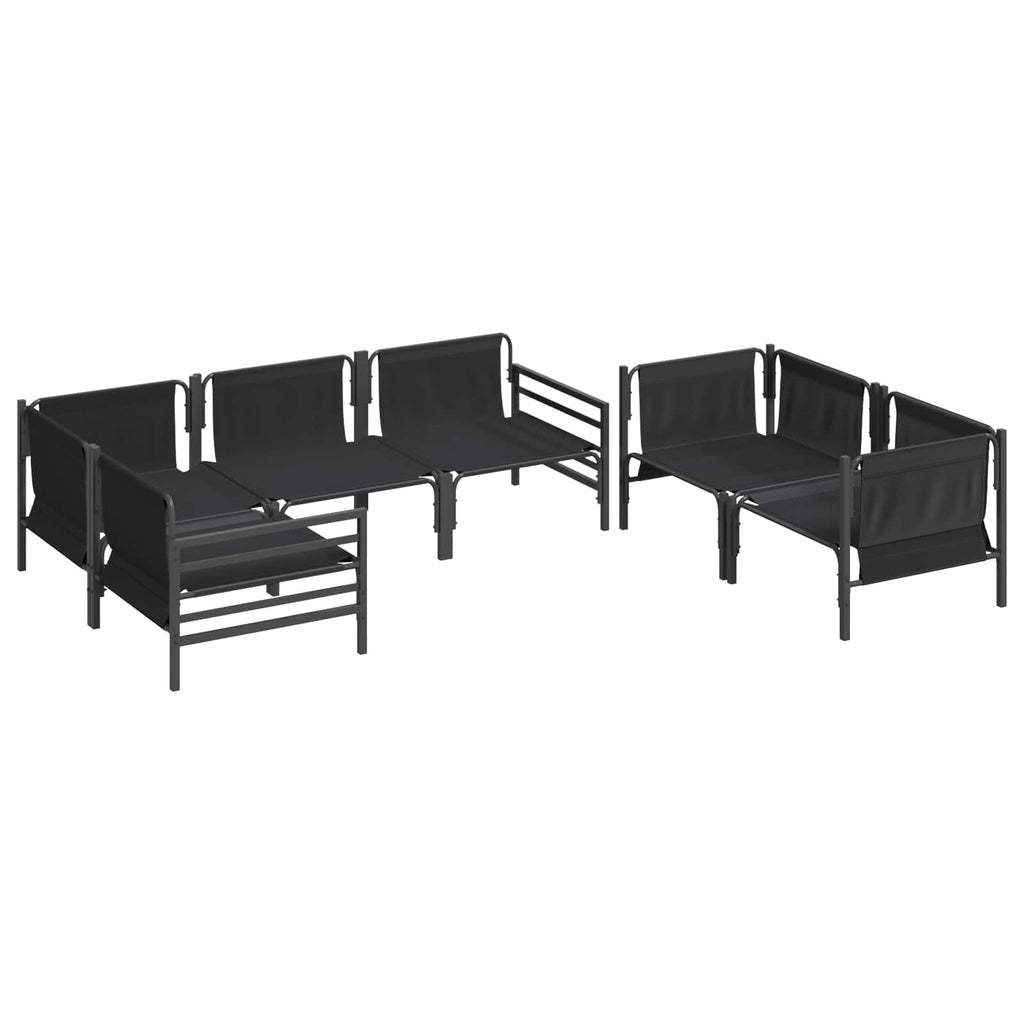 vidaXL Zestaw Sof na Ogród z poduszką 6 pcs Czarny Stal