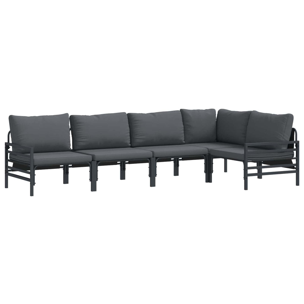 vidaXL Zestaw Sof na Ogród z poduszką 5 pcs Czarny Stal