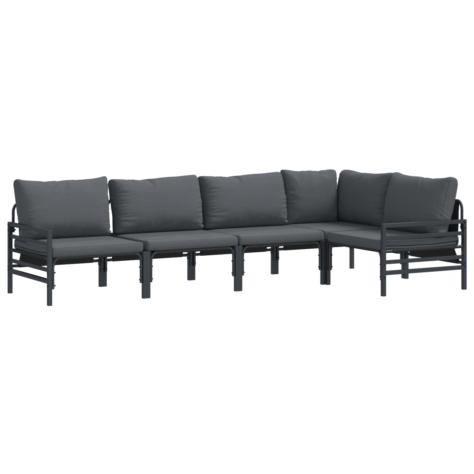 vidaXL Zestaw Sof na Ogród z poduszką 5 pcs Czarny Stal
