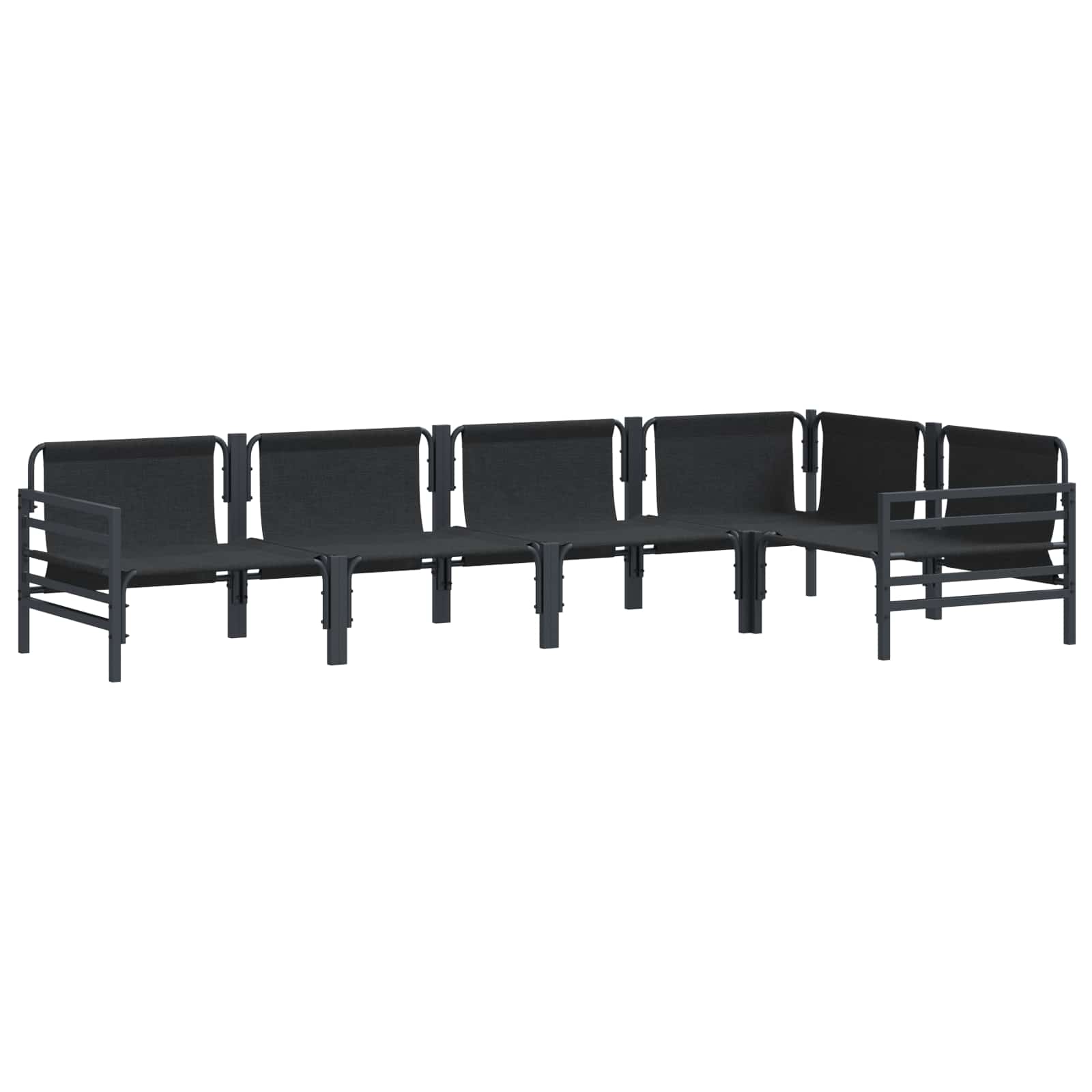 vidaXL Zestaw Sof na Ogród z poduszką 5 pcs Czarny Stal