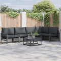 vidaXL Zestaw Sof na Ogród z poduszką 6 pcs Czarny Stal