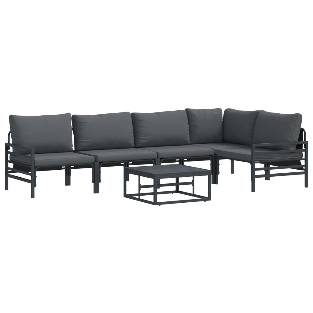 vidaXL Zestaw Sof na Ogród z poduszką 6 pcs Czarny Stal