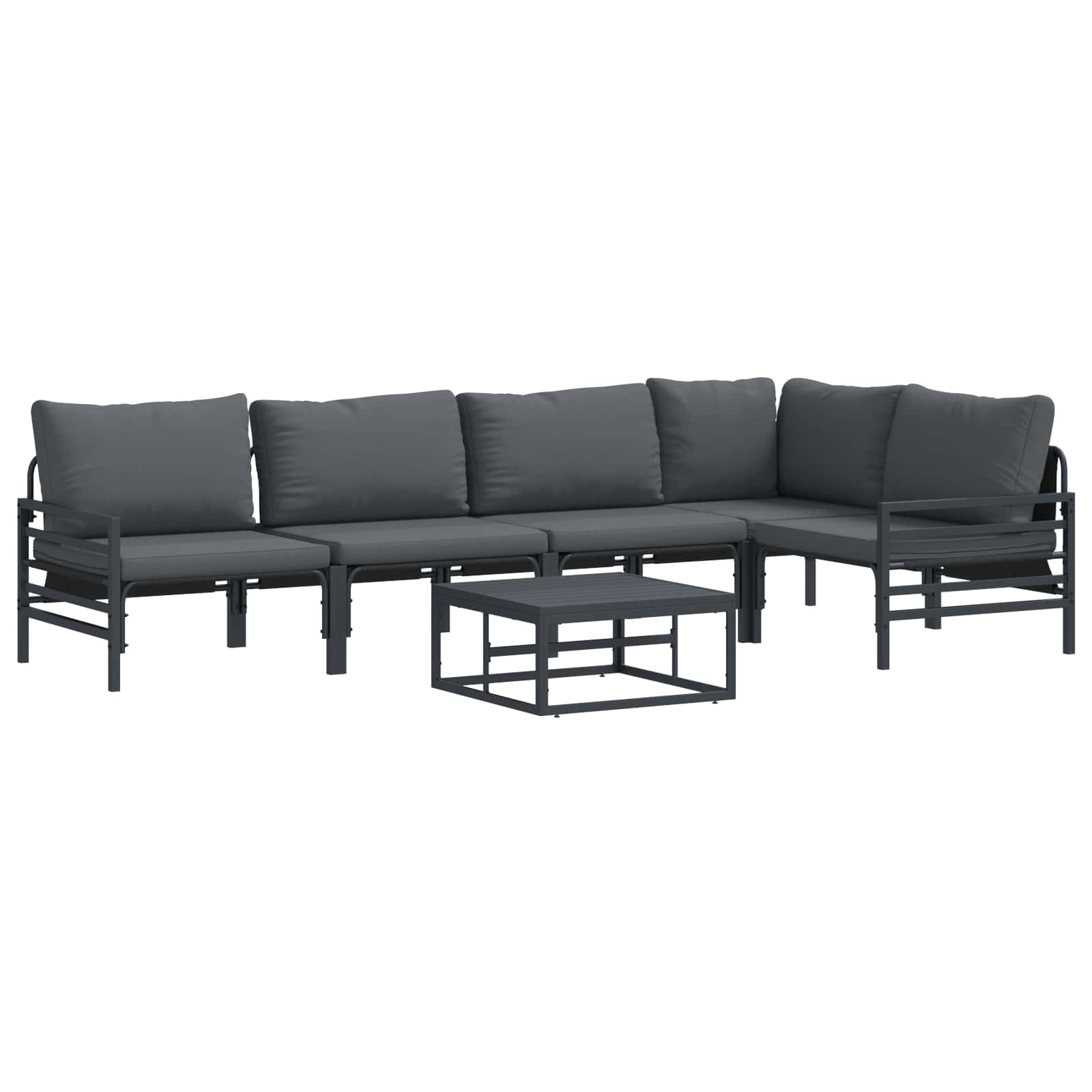vidaXL Zestaw Sof na Ogród z poduszką 6 pcs Czarny Stal