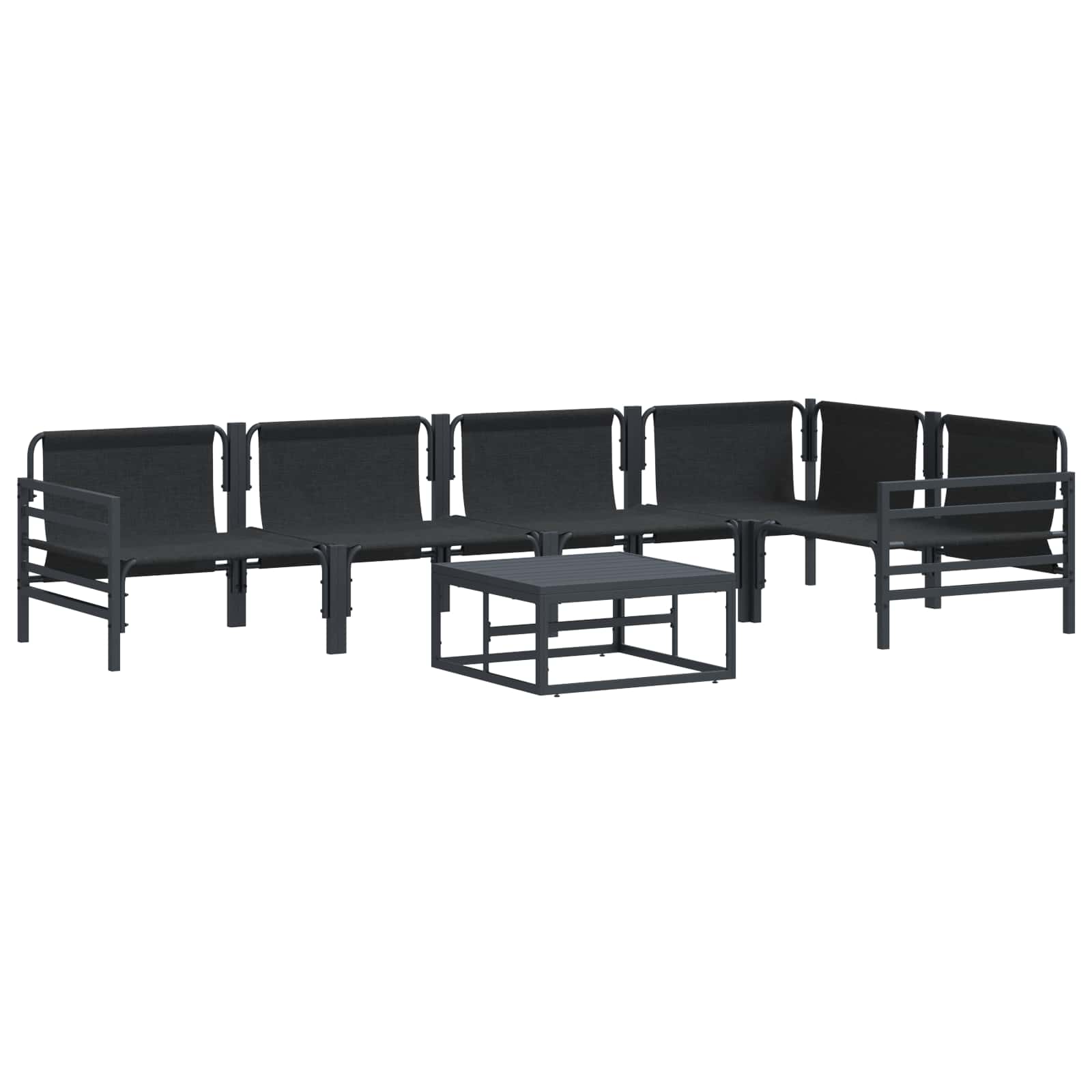vidaXL Zestaw Sof na Ogród z poduszką 6 pcs Czarny Stal