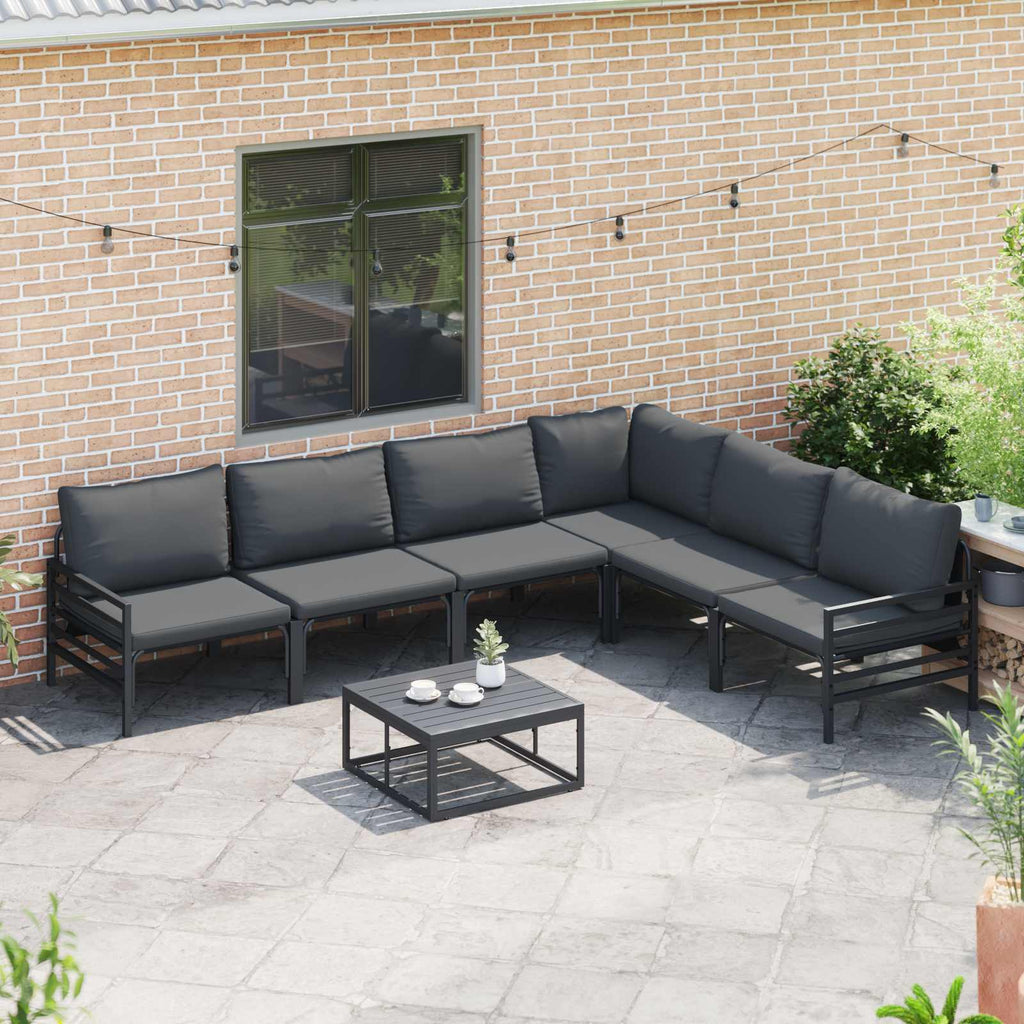 vidaXL Zestaw Sof na Ogród z poduszką 6 pcs Czarny Stal