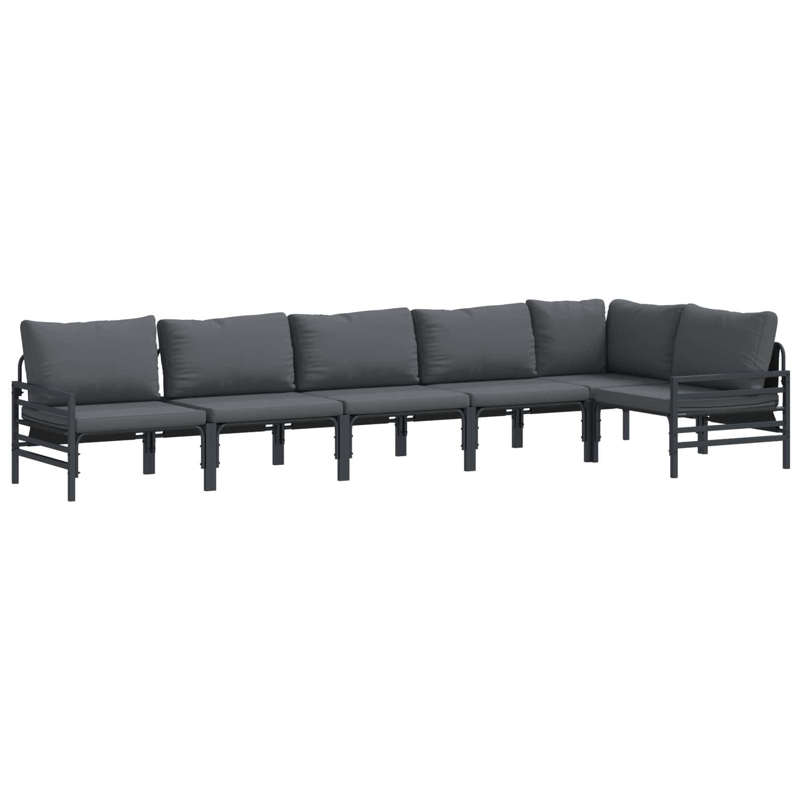 vidaXL Zestaw Sof na Ogród z poduszką 6 pcs Czarny Stal