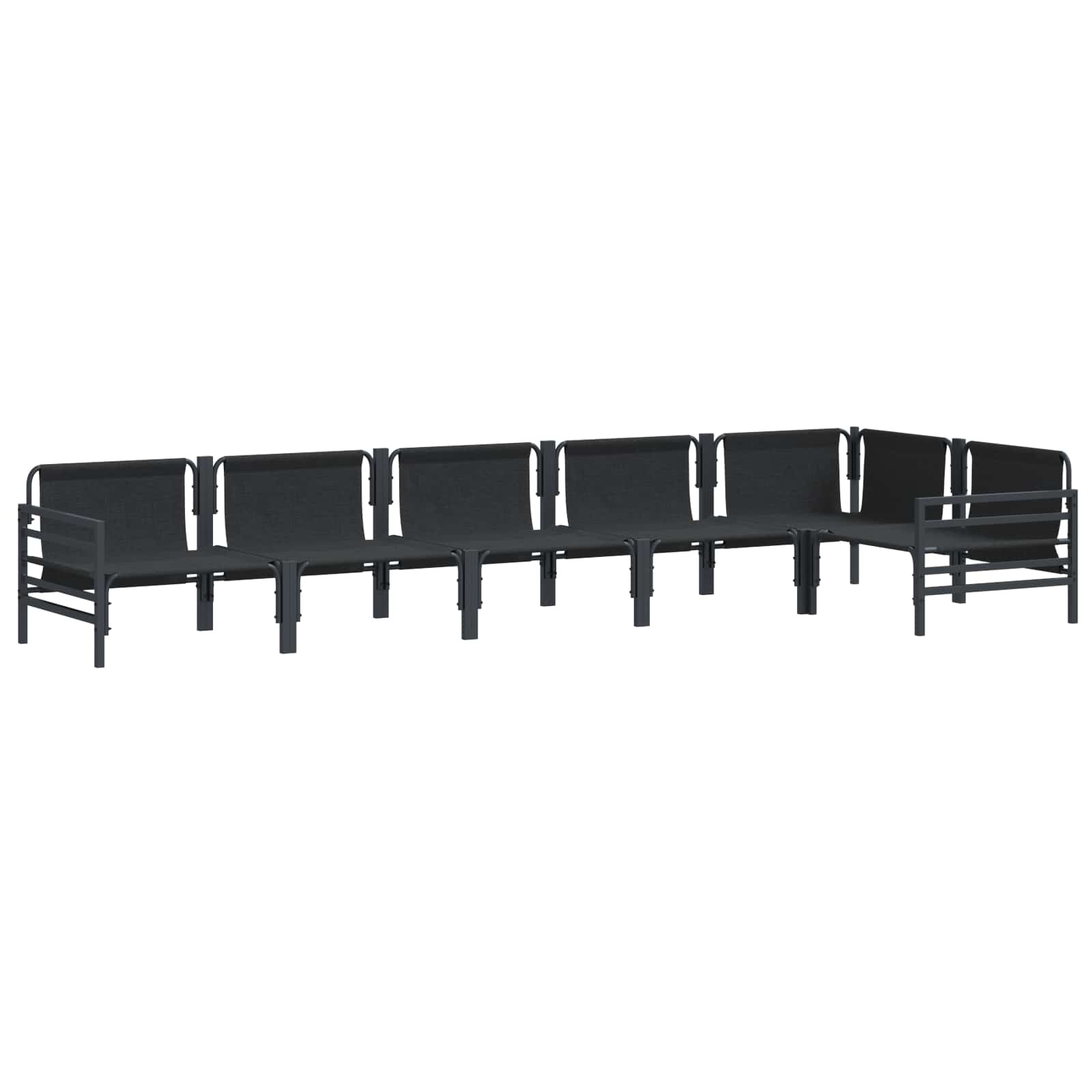 vidaXL Zestaw Sof na Ogród z poduszką 6 pcs Czarny Stal