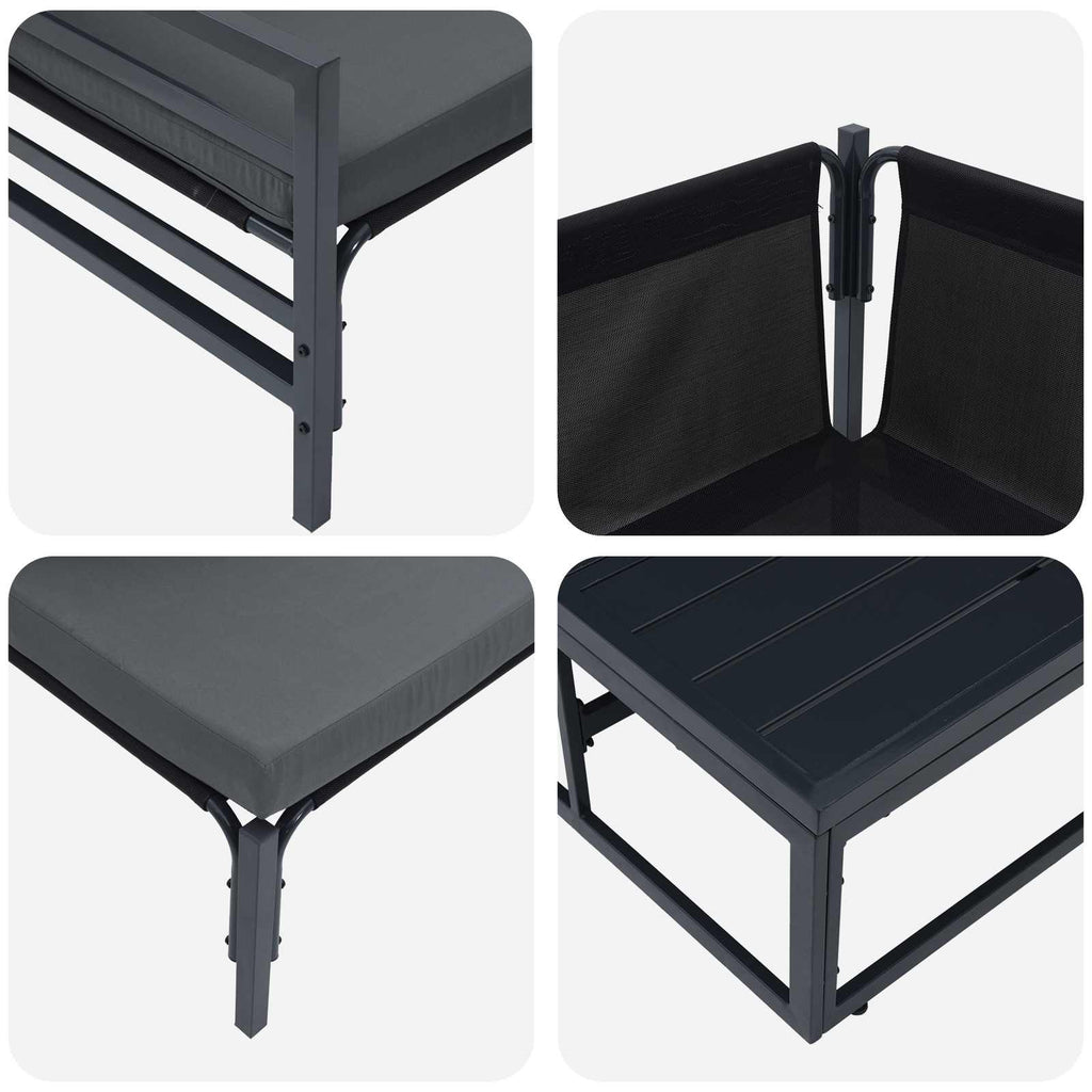 vidaXL Zestaw Sof na Ogród z poduszką 7 pcs Czarny Stal