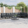 vidaXL Zestaw Sof na Ogród z poduszką 7 pcs Czarny Stal
