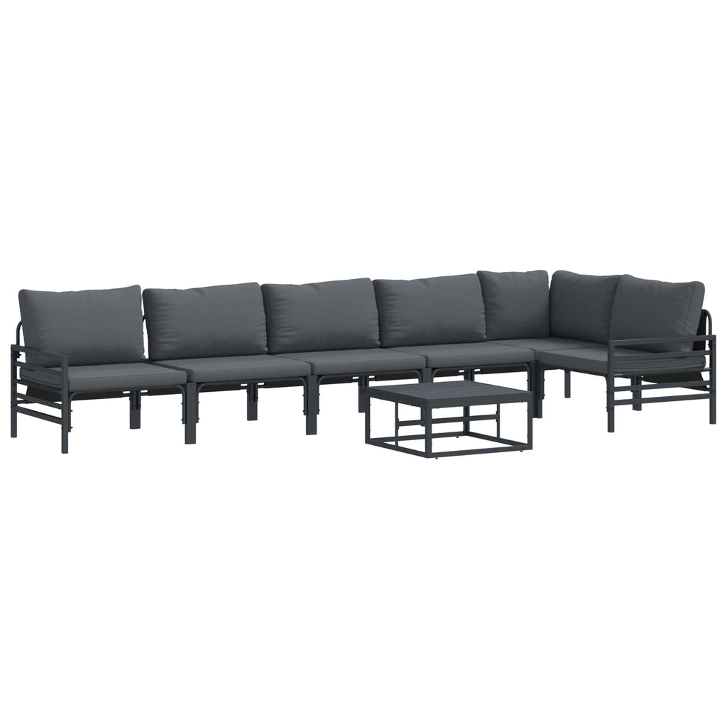 vidaXL Zestaw Sof na Ogród z poduszką 7 pcs Czarny Stal