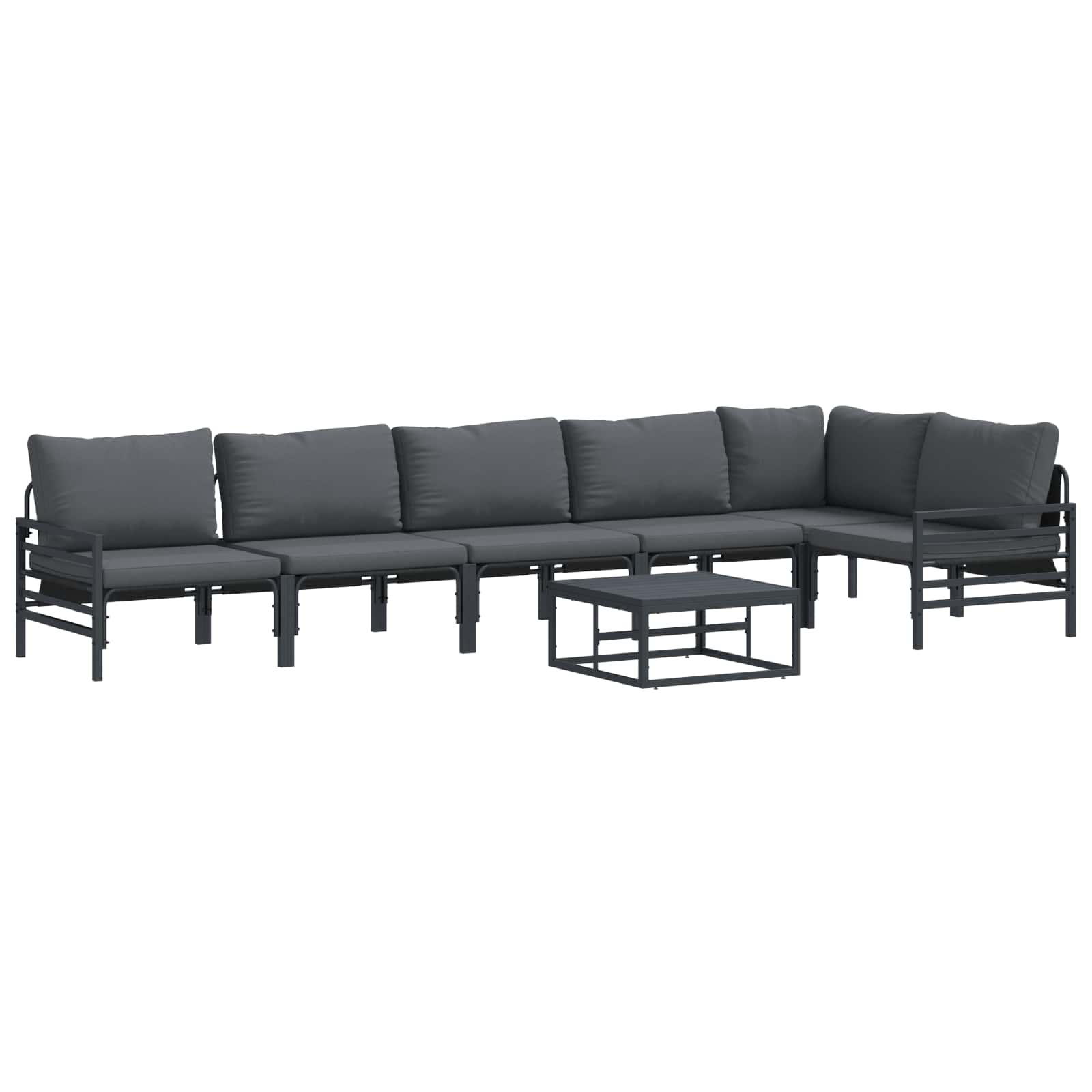 vidaXL Zestaw Sof na Ogród z poduszką 7 pcs Czarny Stal