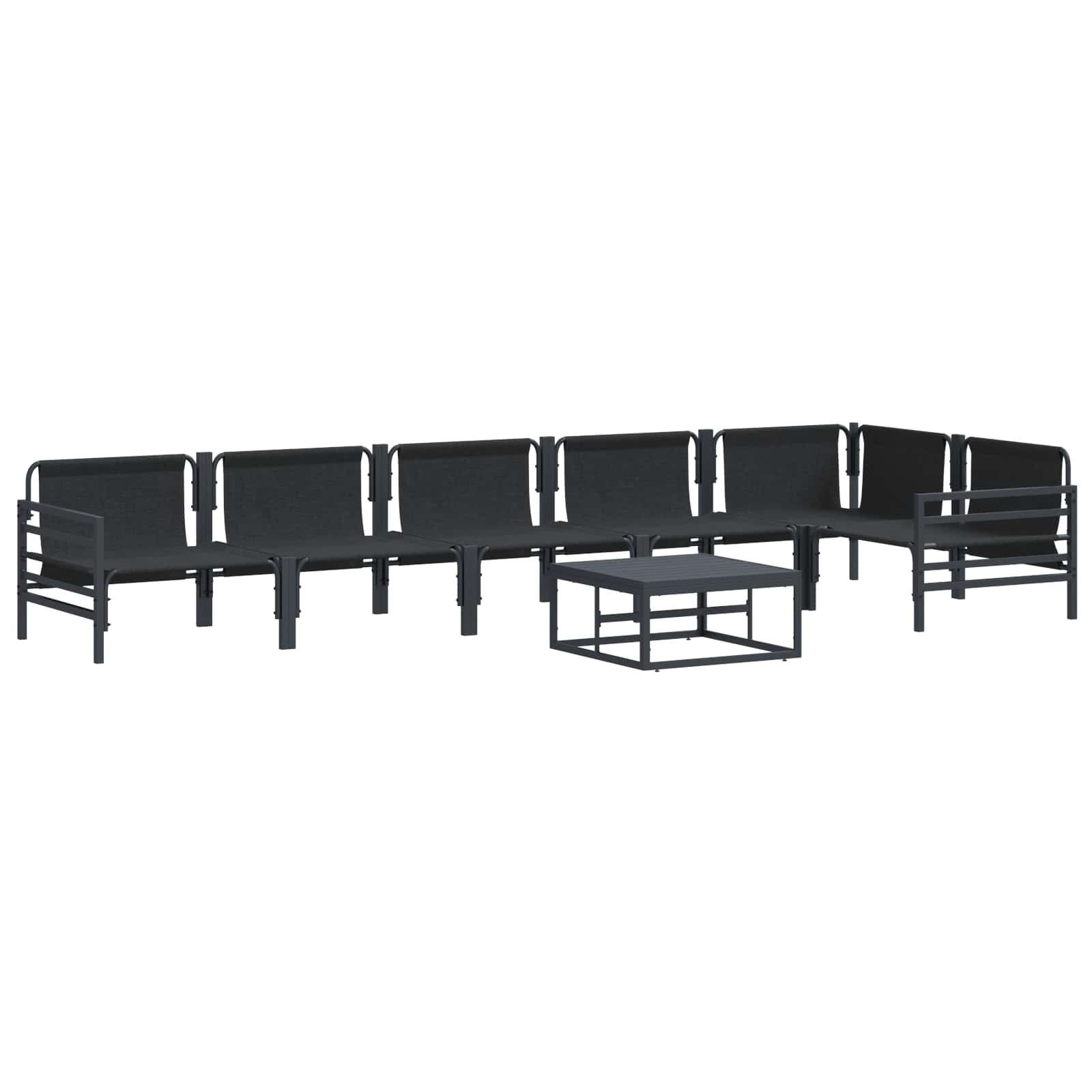 vidaXL Zestaw Sof na Ogród z poduszką 7 pcs Czarny Stal