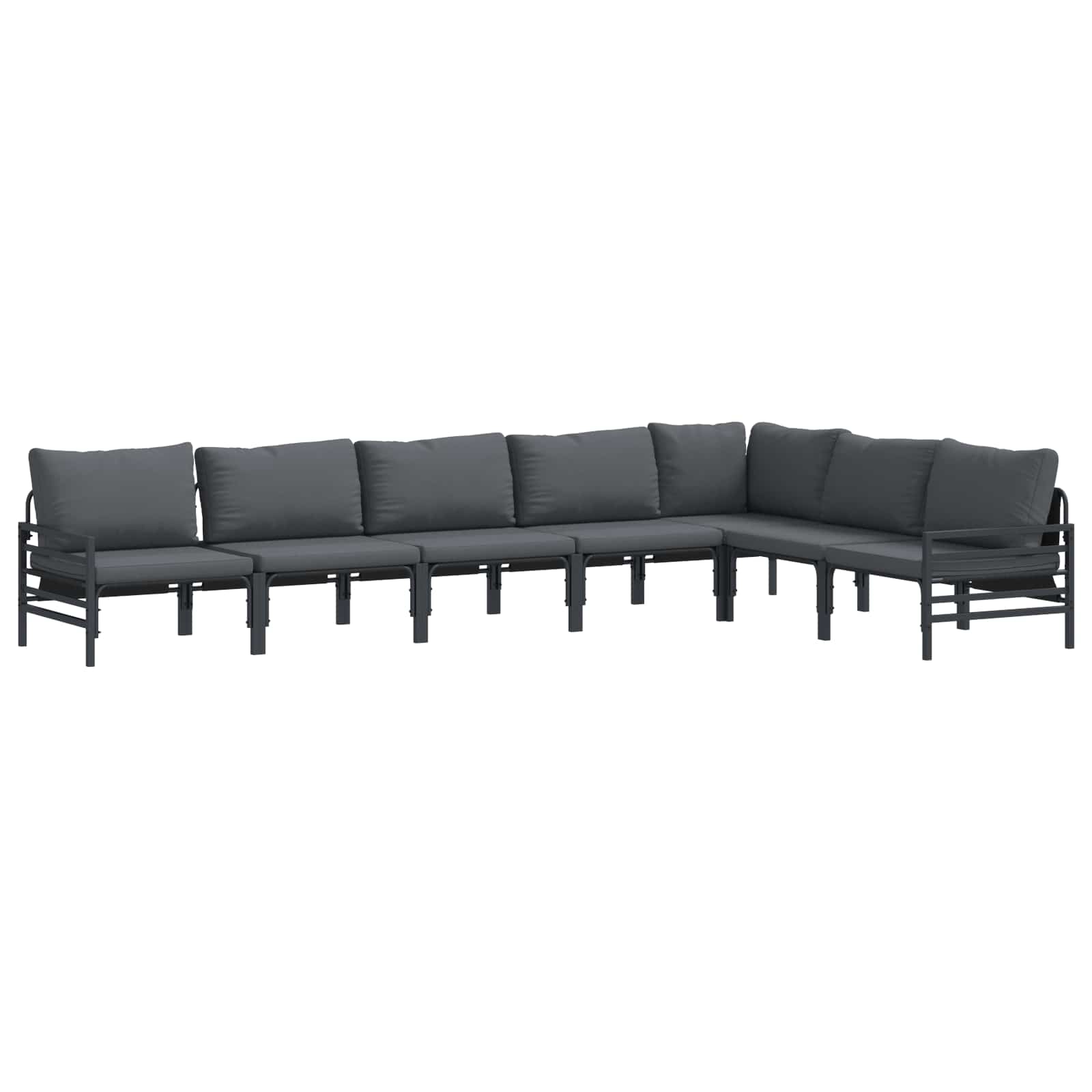vidaXL Zestaw Sof na Ogród z poduszką 7 pcs Czarny Stal