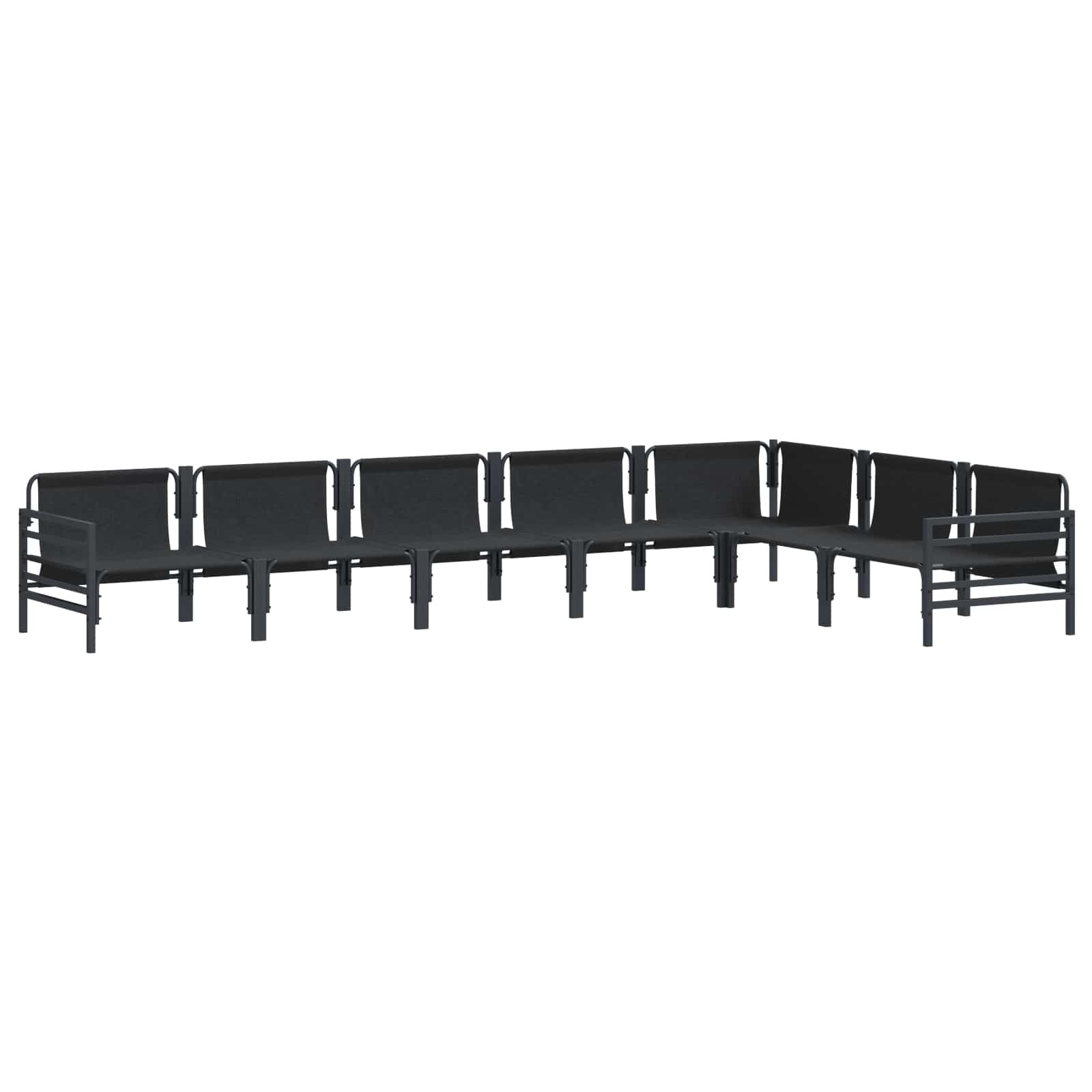 vidaXL Zestaw Sof na Ogród z poduszką 7 pcs Czarny Stal