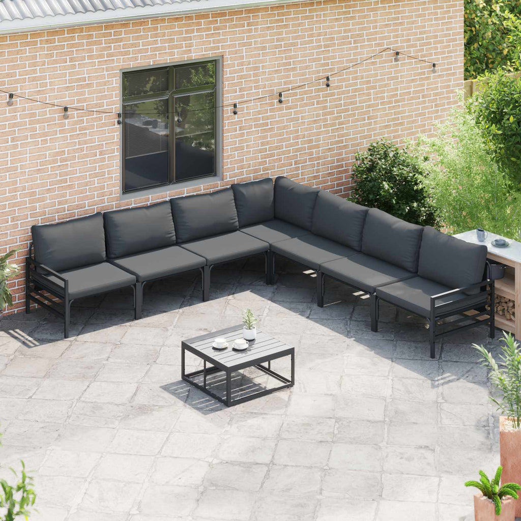vidaXL Zestaw Sof na Ogród z poduszką 8 pcs Czarny Stal