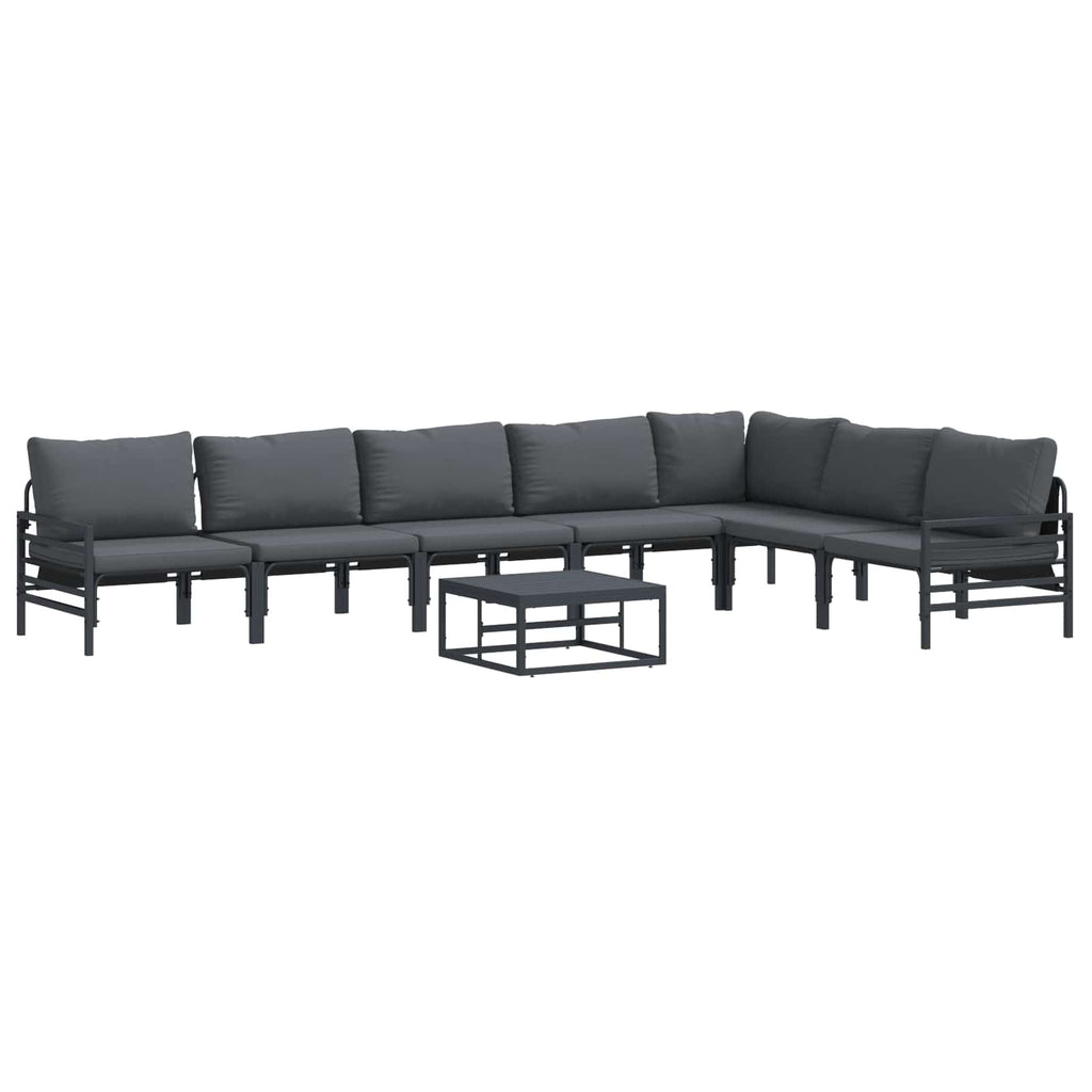 vidaXL Zestaw Sof na Ogród z poduszką 8 pcs Czarny Stal