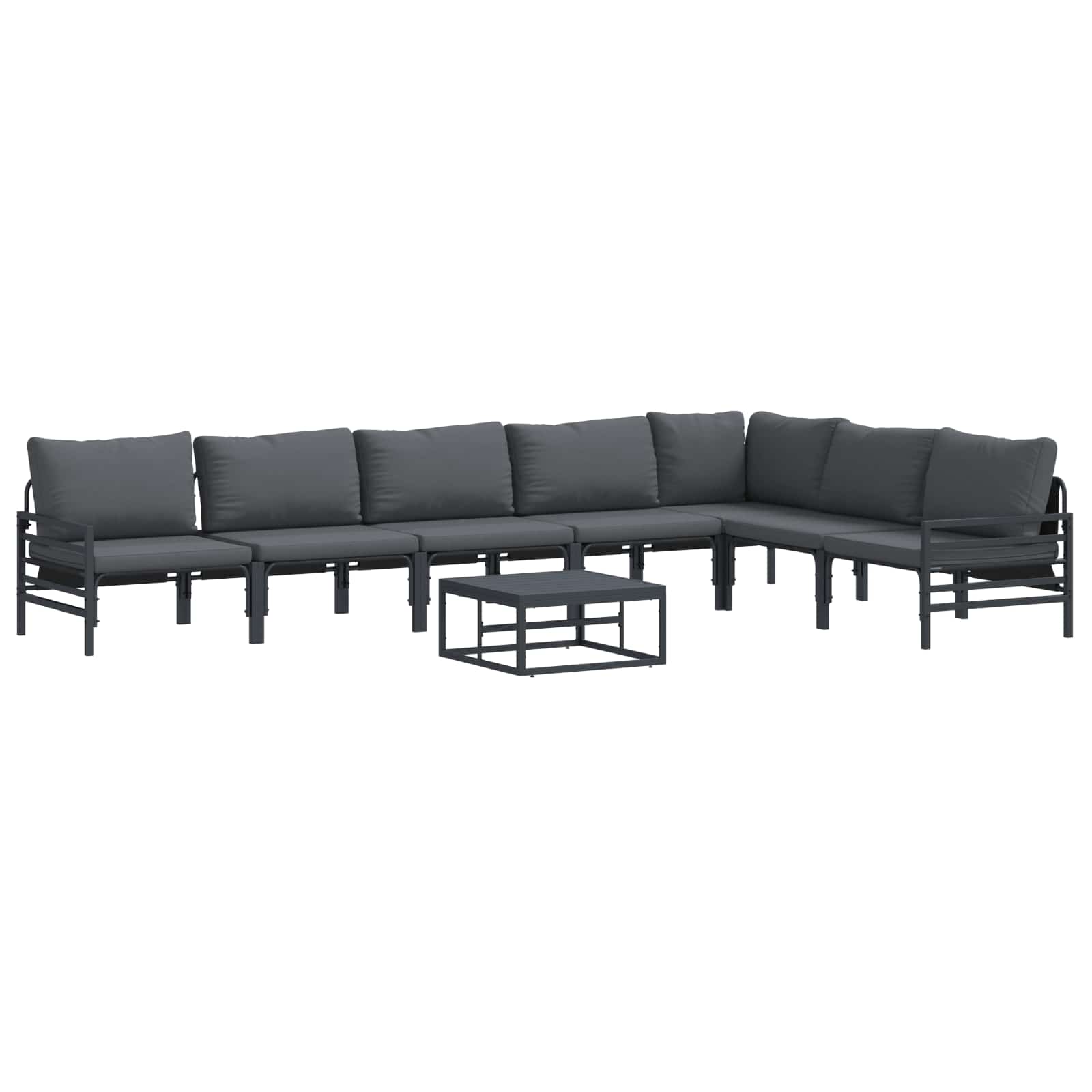 vidaXL Zestaw Sof na Ogród z poduszką 8 pcs Czarny Stal