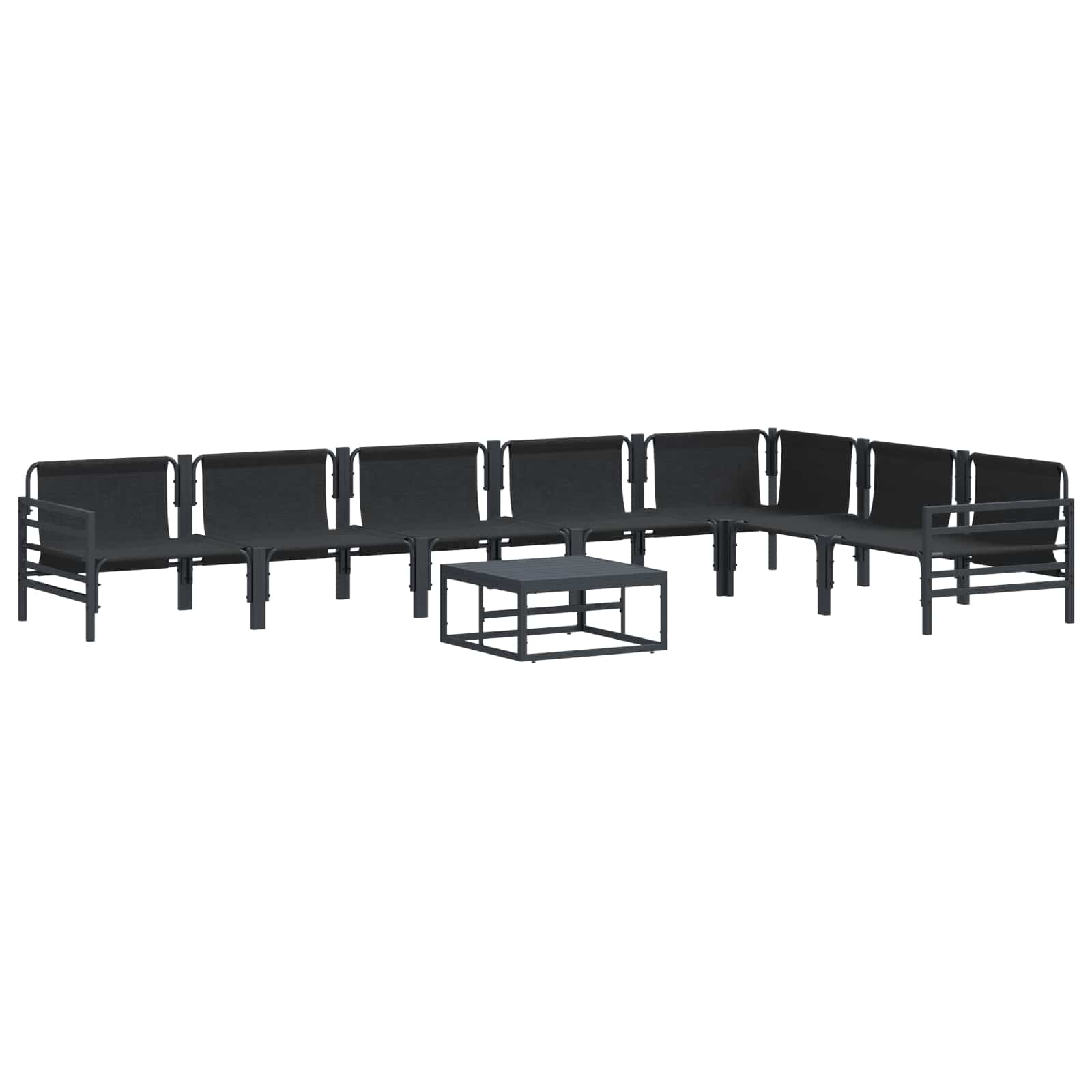 vidaXL Zestaw Sof na Ogród z poduszką 8 pcs Czarny Stal