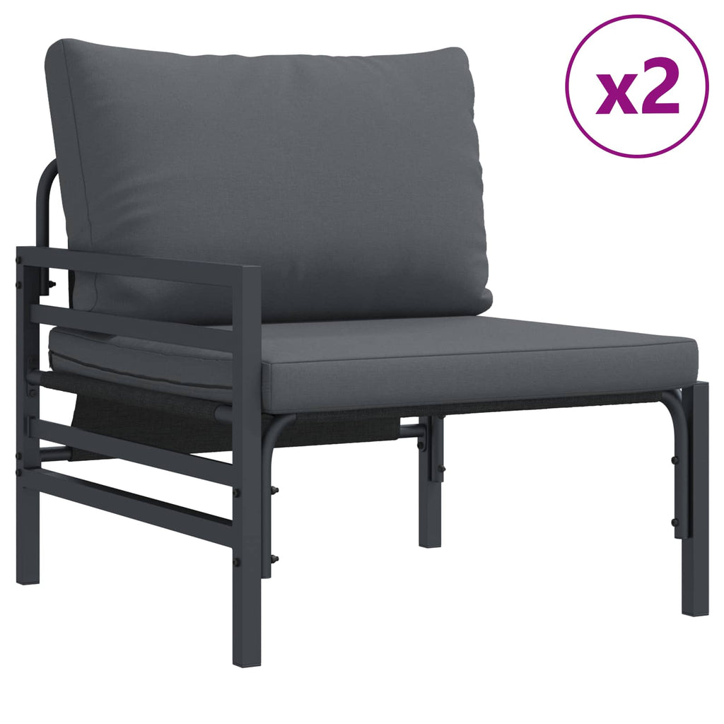 vidaXL Zestaw Sof na Ogród z poduszką 8 pcs Czarny Stal