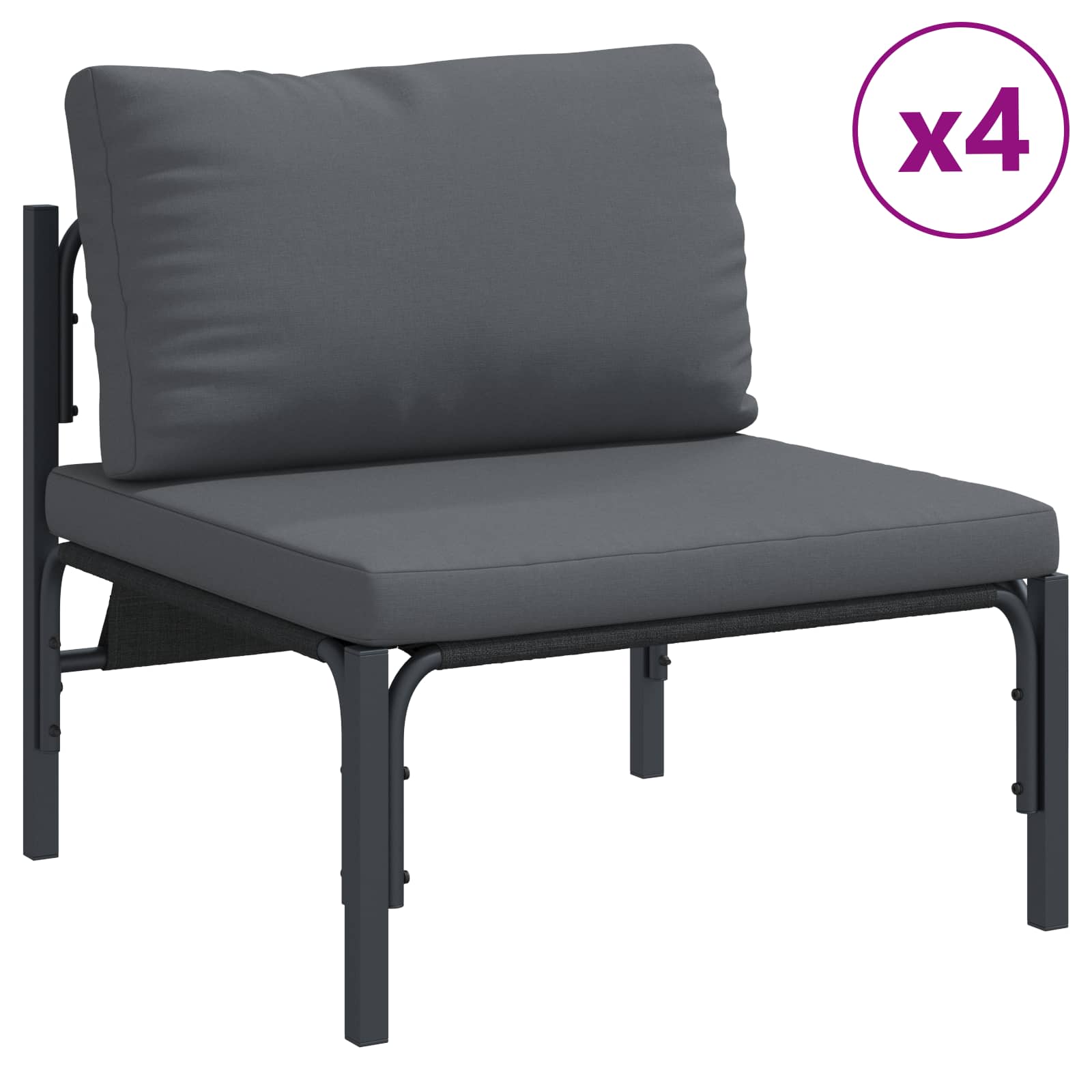 vidaXL Zestaw Sof na Ogród z poduszką 8 pcs Czarny Stal