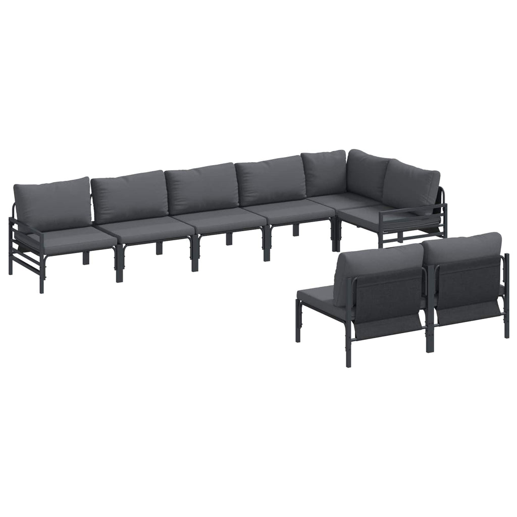 vidaXL Zestaw Sof na Ogród z poduszką 8 pcs Czarny Stal