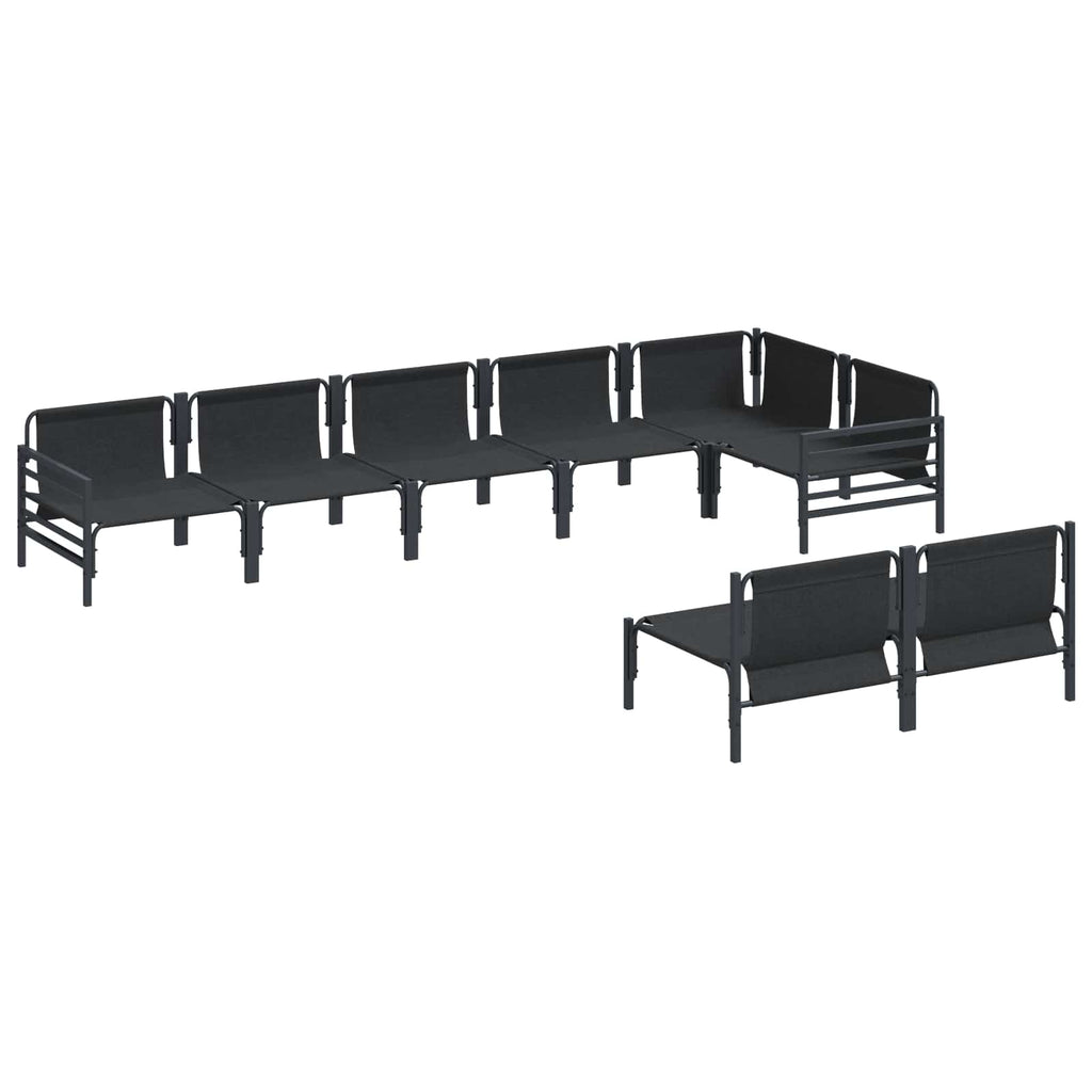 vidaXL Zestaw Sof na Ogród z poduszką 8 pcs Czarny Stal