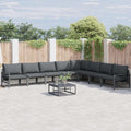 vidaXL Zestaw Sof na Ogród z poduszką 9 pcs Czarny Stal