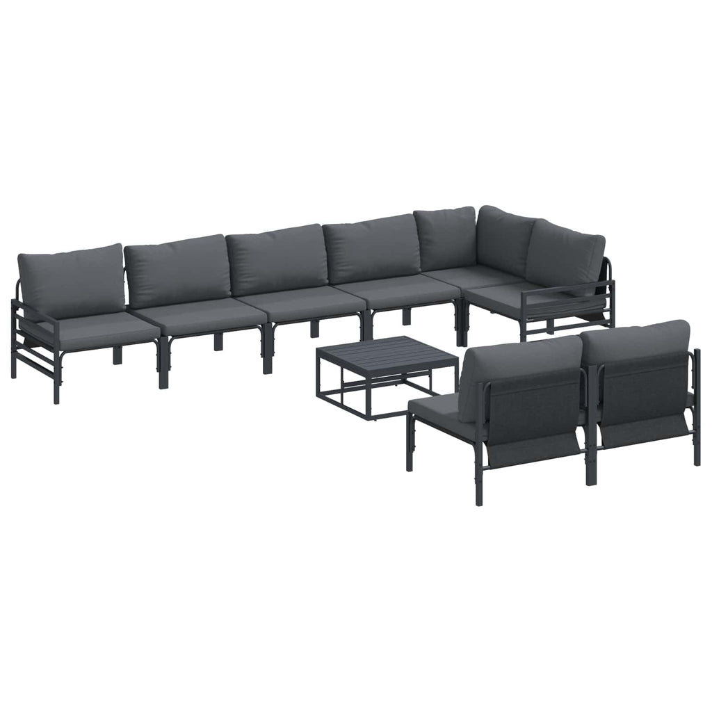 vidaXL Zestaw Sof na Ogród z poduszką 9 pcs Czarny Stal