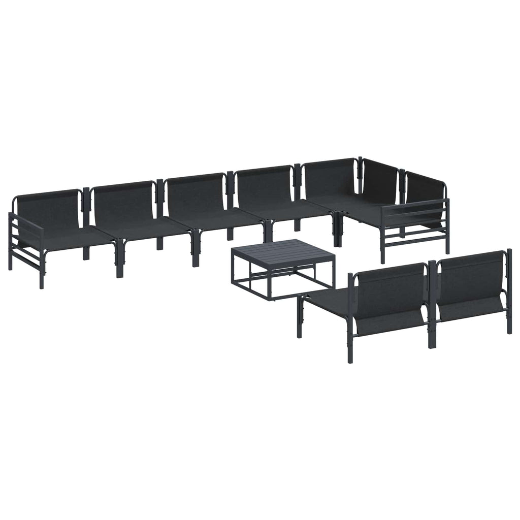 vidaXL Zestaw Sof na Ogród z poduszką 9 pcs Czarny Stal